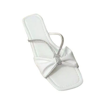 

Women s Sandals Cute Bow Tie Glittter On Casual Flats Sandals Summer Outdoor Vacation Beach Sandal Boho Slides