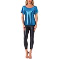 thumbnail image 2 of INSPIRE CHIC Metallic Tops for Women's Off Shoulder Short Sleeve Loose Party Sparkly Blouse, 2 of 5