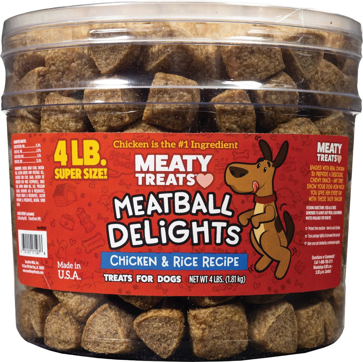 Meaty Treats Meatball Delights Chicken Flavored Meatballs Soft Dog Treats - 4 LB (2 Pack)