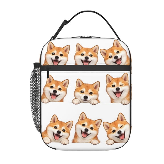 Shiba Inu Dog Funny Dog Face Lunch Bag Portable Thermal Lunch Box for Men and Women