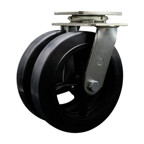 8 Inch Dual Rubber on Steel Wheels Swivel Caster with Roller Bearing SCC