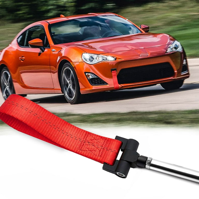 Xotic Tech Red JDM Style Tow Hole Adapter with Towing Strap for Scion FR-S  Toyota 86 Subaru BRZ WRX STi 