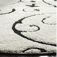 thumbnail image 4 of SAFAVIEH Florida Doug Floral Vines Geometric Shag Area Rug, Ivory/Black, 6'7" x 6'7" Round, 4 of 11