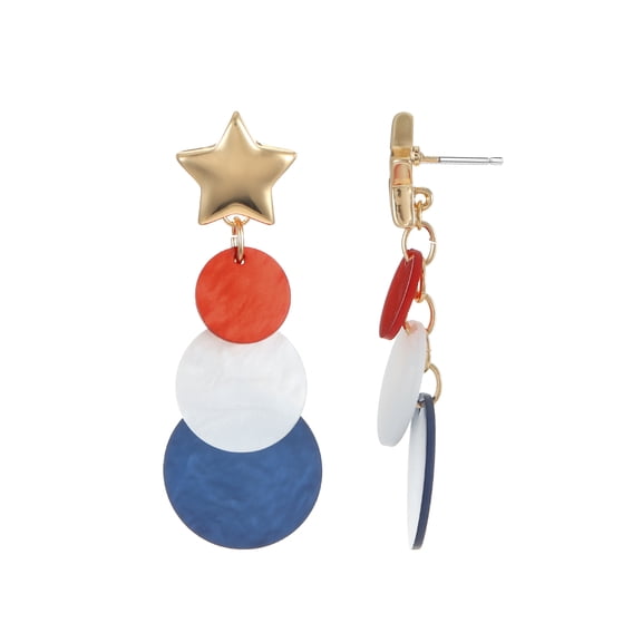 Way to Celebrate Americana Red, White, and Blue Dangle Earrings