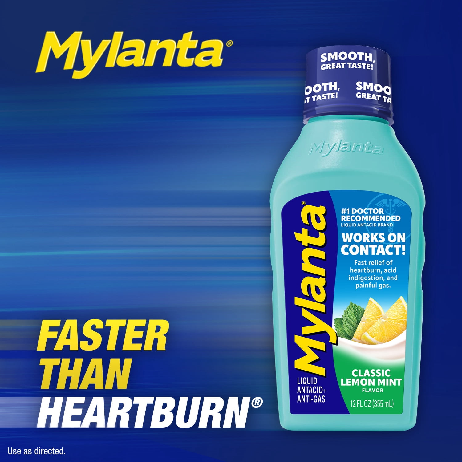 (3 pack) Mylanta Liquid Antacid with Classic Lemon Mint Flavor, 12 fl oz, for Heartburn, Acid Reflux & Gas Relief