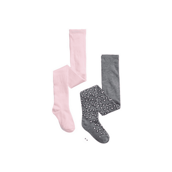 Keds 2 pairs Sweater Tights Polyester Size 4-6 Heather Gray/Pink