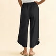 thumbnail image 5 of Lumtrix Capris Pants For Women Spring Summer Dressy Casual Loose Drawstring Elastic High Waist Lounge Cropped Trousers Black 2XL, 5 of 6