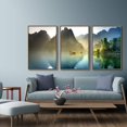 thumbnail image 2 of IDEA4WALL Framed Wall Art Print Set Thai Ocean Shack with Mountains at Dawn Nature Wilderness Photography Realism Rustic Scenic Colorful Ultra for Living Room, Bedroom, Office - 24"x36"x3 Natural, 2 of 4