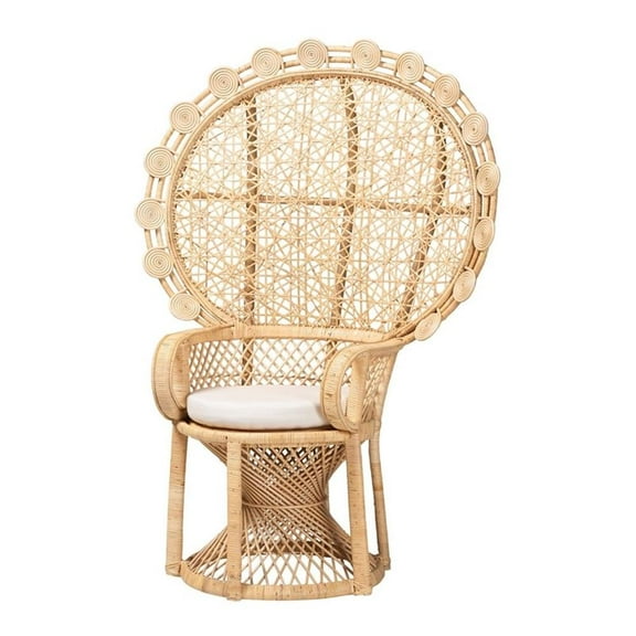 Pemberly Row Modern Bohemian Natural Brown Rattan Peacock Chair