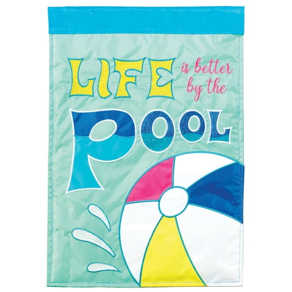 Magnolia Garden Life Better By Pool Beach Ball 29 x 42 Inch Polyester Garden Flag