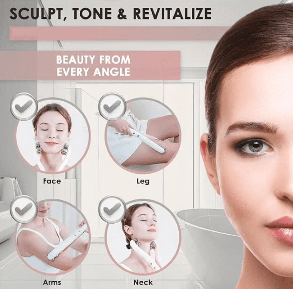 Micro current facial massager with 3D roller, 3 intensity levels, USB-C rechargeable, facial and neck lifting and toning tools, gentle shaping and skincare absorption