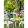 thumbnail image 3 of Outdoor Tablecloth with Umbrella Hole for Patio/Picnic/Party/Camping, Summer Fruits Waterproof Table Cloth Round Cover Washable, Watercolor Lemon Leaves Wreath Yellow Plaid (Dia 60"), 3 of 8