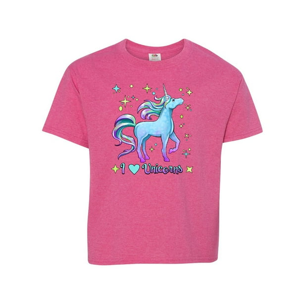 INKtastic - I Love Unicorns- blue and purple Youth T-Shirt - Walmart ...