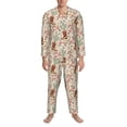 thumbnail image 3 of Susaid Floral Cowboy Boots Print Men's Long Sleeve Pajama Set, Two-Piece Button-Down Loungewear PJs Set, Comfortable Sleepwear for Relaxation-Large, 3 of 7