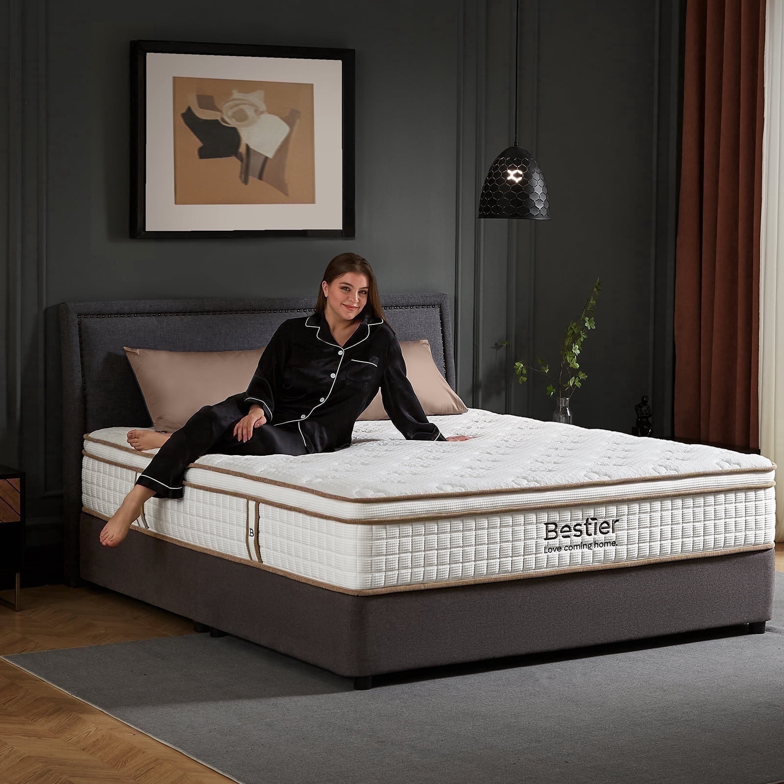 Bestier 12" Queen Gel Memory Foam Hybrid Mattress | Zoned Coil System for Back & Hip Support | Cooling Tencel Pillow Top | Medium Firm, Pressure Relief | Bed in a Box, White