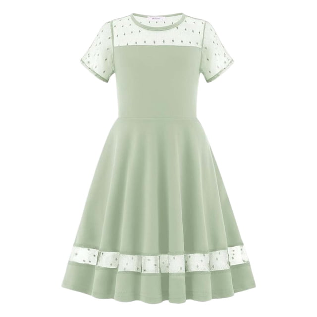 Robes Tendance pour Filles pour Usage Quotidien Décontracté Robe Classique à Col Rond en Maille pour Âges 6 13 Tenue Parfaite Printemps et Été avec Options de Coiffure Polyvalentes