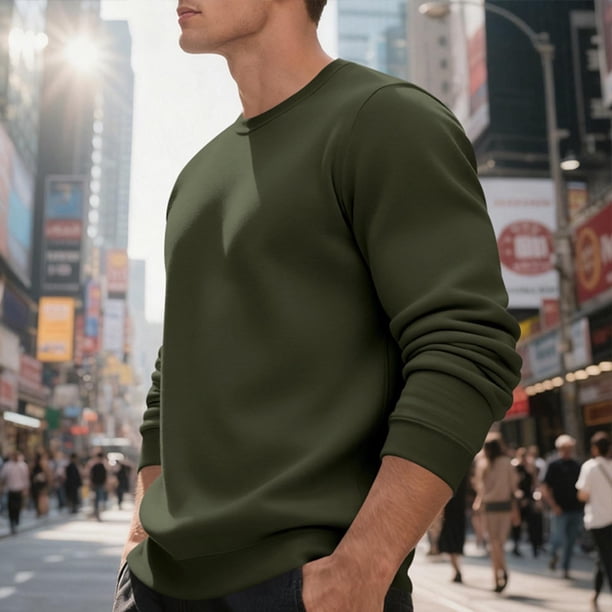 Blusas y camisas de manga larga con cuello redondo para hombre, sudadera informal de cuello redondo con capucha de manga larga para ejercicio, blusa de poliéster para hombre.