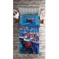 thumbnail image 2 of Ambesonne Maritime Quilted Coverlet 2 Pcs, Harbour by the Sea, Twin Size, Navy Red, 2 of 2
