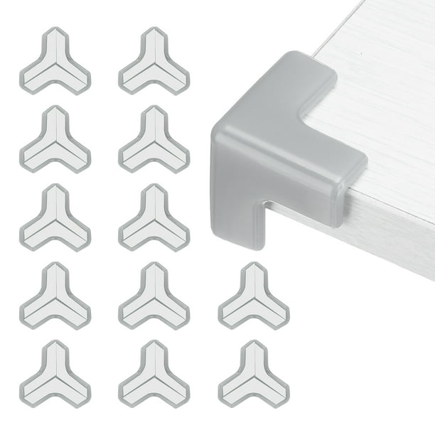Protectores de esquina Uxcell 12Pcs Protectores de esquina de mesa Guardias de esquina de muebles y parachoques de bordes (en forma de T, gris)