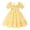 Yellow, variant on ZEHJUHAN Toddler Girls' Solid Color Bubble Sleeve A-Line Dress With Hand-Crocheted 3D Flower, Summer Tie Back Sundress for Vacation & Holidays, Yellow,2Y