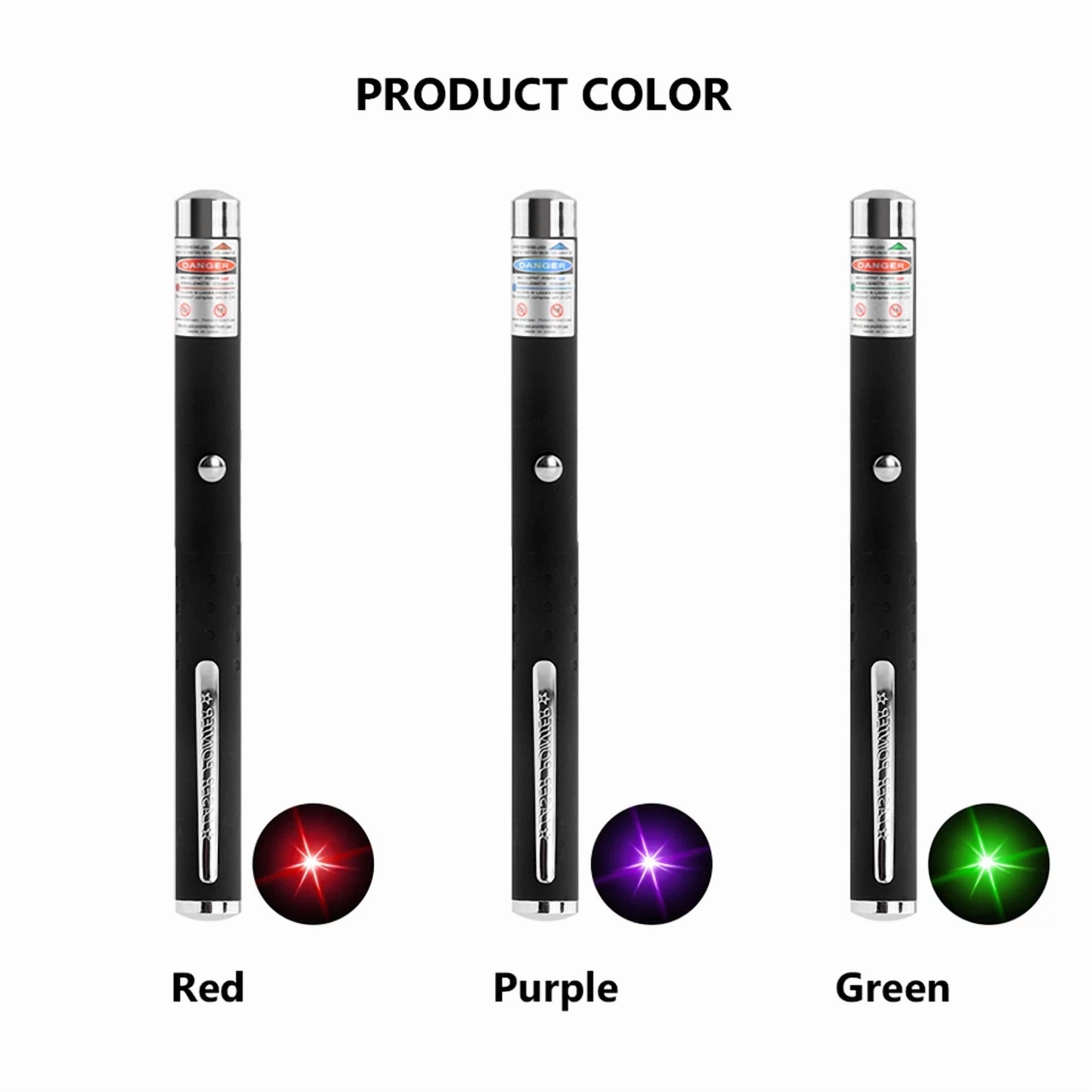 CRESTIN- 3 Packs 900Mile Laser Pointer Pen Green Blue Red Light Visible Beam Lazer