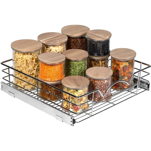 Panier Organisateur d'Armoire Coulissant pour Garde-Manger Robuste – Garantie Limitée de 5 Ans - 20 Pouces L x 21 Pouces P x 5 Pouces H