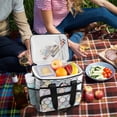thumbnail image 5 of FORMRS Insulated Cooler Bag 24 Cans Capacity Soft Leakproof Lunch Box with Side Pockets, Light Blue Shimmering Pattern, 5 of 7