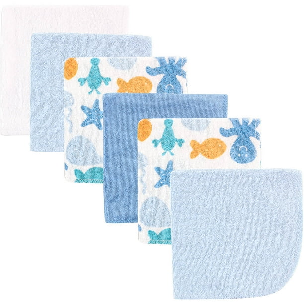 Luvable Friends Baby Washcloths, Blue, 6 Pack