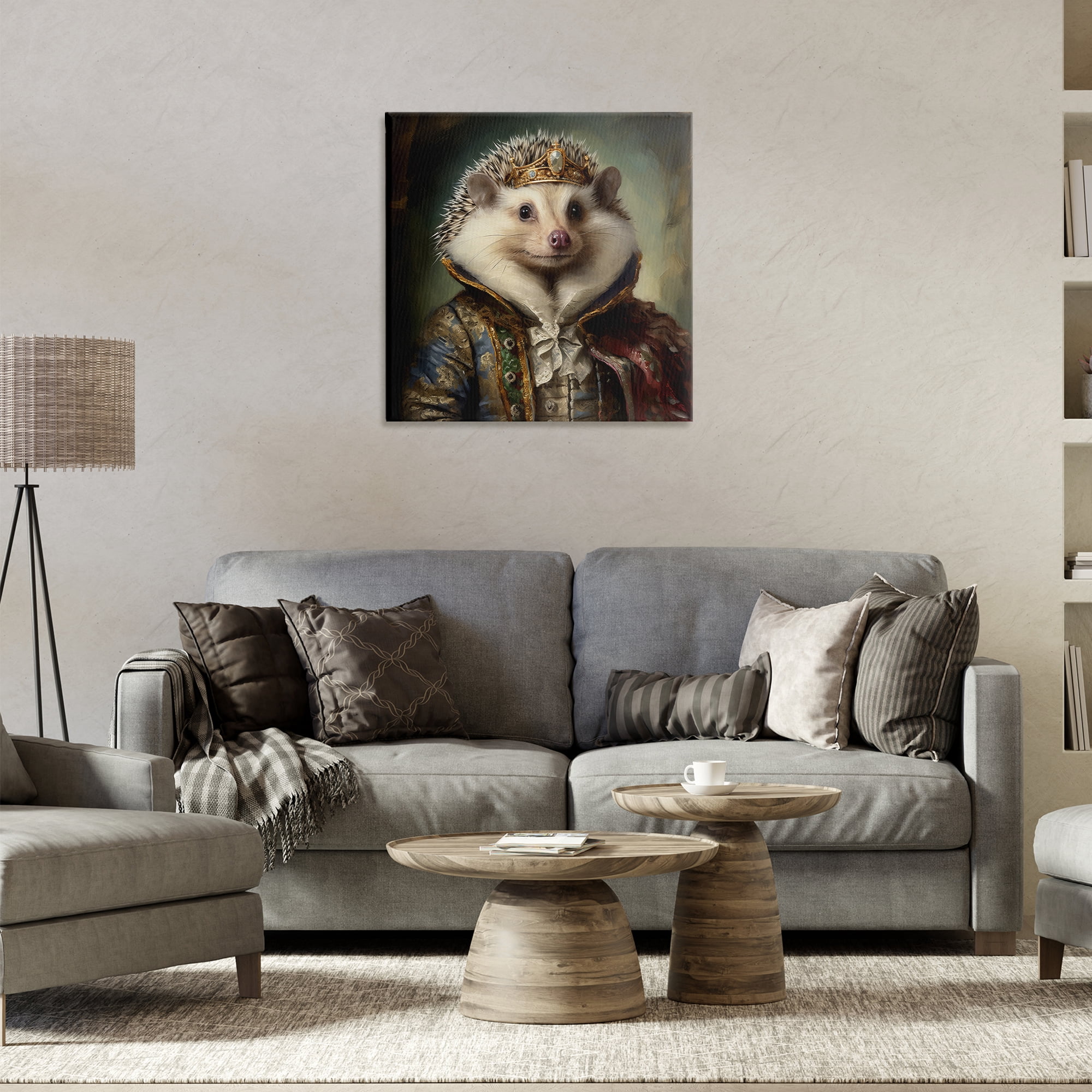 Stupell Industries Hedgehog Regal Transformation Animals & Insects Painting Gallery Wrapped Canvas Art Print Wall Art, 24 x 24