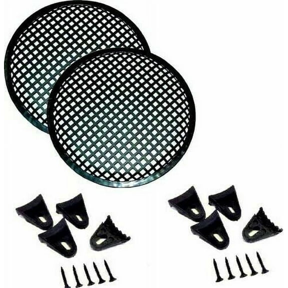 PAIR 12 INCH SUBWOOFER SPEAKER COVERS WAFFLE MESH GRILL GRILLE PROTECT GUARD
