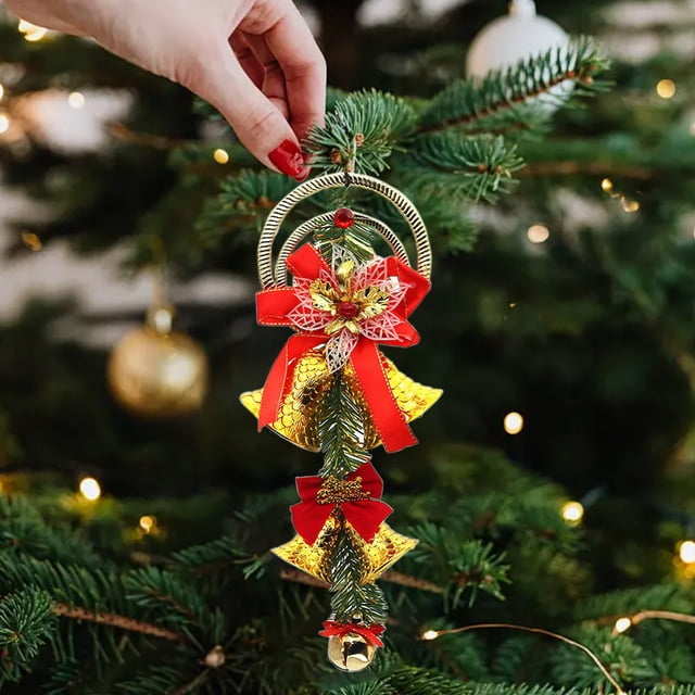 Navidad Arbol Adornos Red Bow Hangings, Christmas Tree Decoraciones Colgantes Rojos, Adornos para Árbol de Navidad, Festivo Estilo Navideño, Accesorios de Navidad, para Saln, Metal Frame,