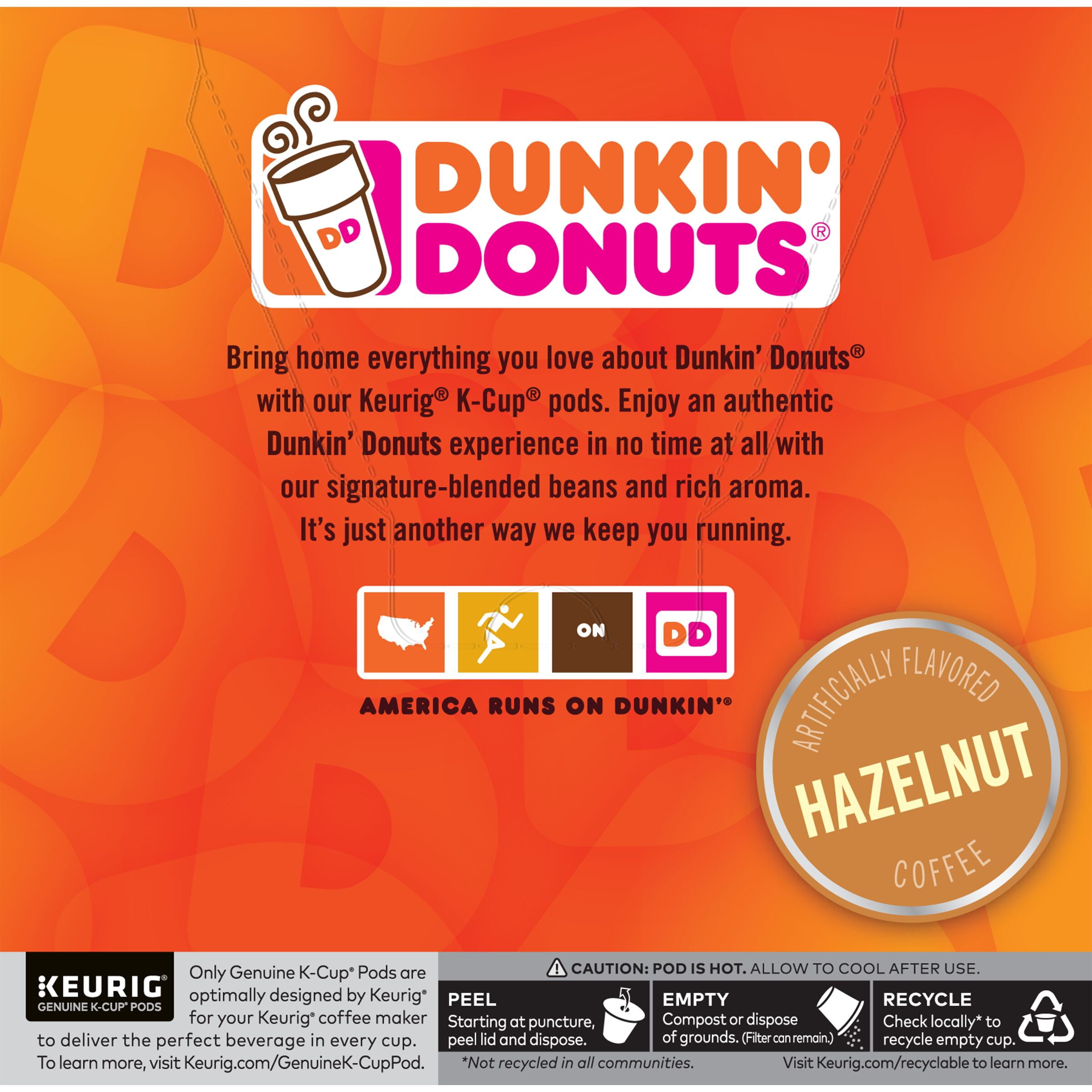 Dunkin' Hazelnut Flavored Coffee, Keurig K-Cup Pods, 16 Count
