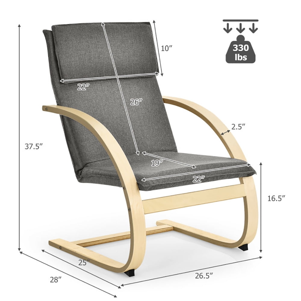 Finihen Bentwood Lounge Chair, Modern Fabric Upholstered Bentwood Lounge Chair, for Bedroom, Living Room, Gray Finihen Bentwood Lounge Chair, Modern Fabric Upholstered Bentwood Lounge Chair, for Bedroom, Living Room, Gray