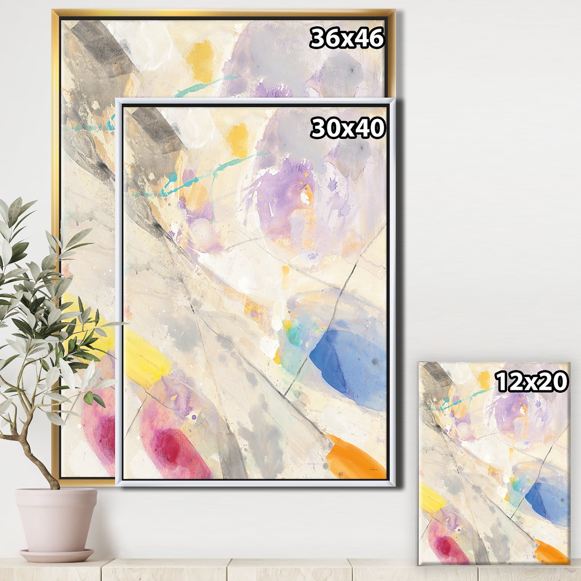 Designart ' Spring Minimalist Confetti I ' Modern & Contemporary Framed Canvas