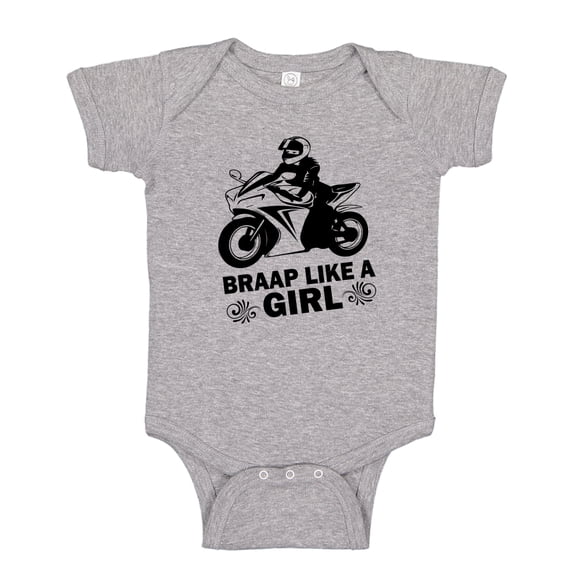Braap Like A Girl Baby Bodysuit One Piece NB Athletic Heather