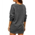 thumbnail image 4 of CharmCyan Women’s Long Sleeve V Neck Loose Fit Knitted Sweater Dress Casual Pullover Soft Ribbed Knitwear for Autumn Winter Daily Wear Dark Gray M, 4 of 5