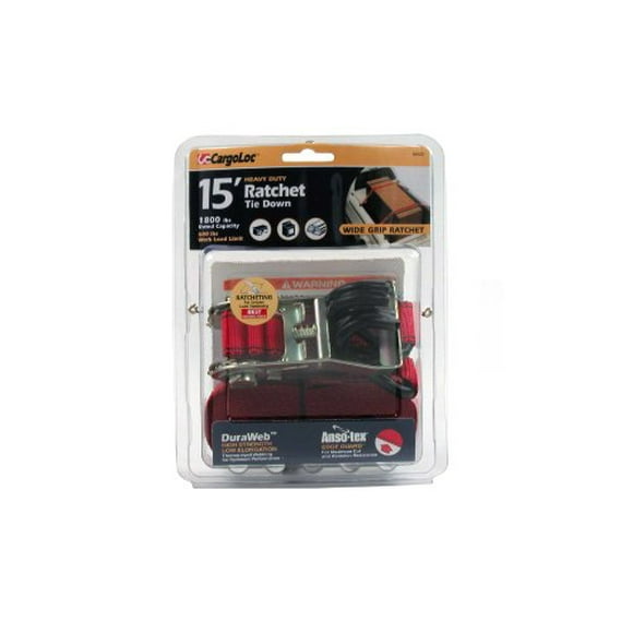CargoLoc 84023 Attaches à Cliquet avec Crochets en J, 1 Pouce x 15 Pouces