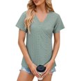 thumbnail image 3 of Camisas para mujer con cuello en V para mujer Tops de verano holgados casuales para mujer de moda lisos camisetas para mujer Tops, 3 of 5