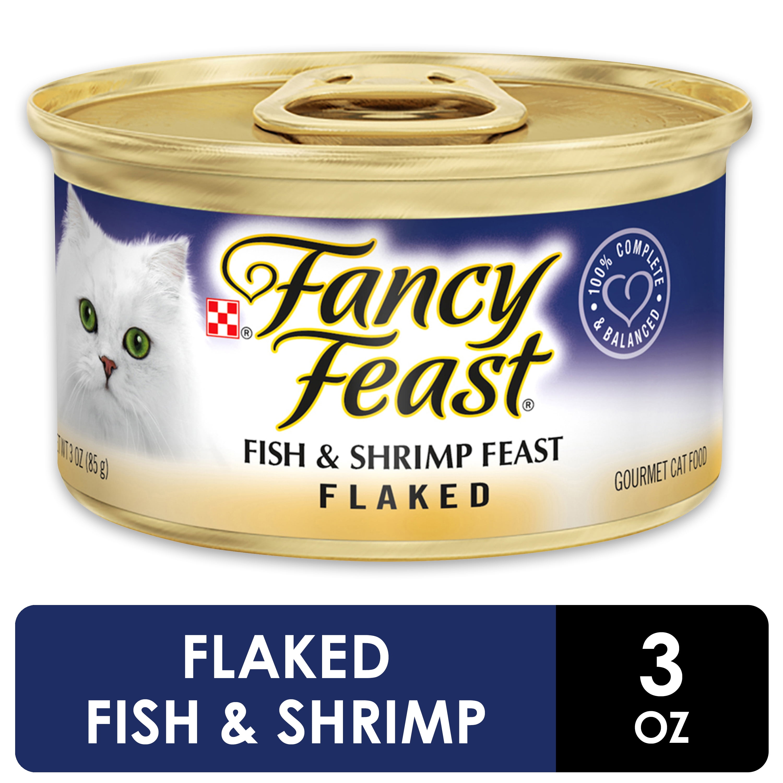 Fancy Feast Wet Cat Food, Flaked Fish & Shrimp Feast, 3 oz. Can