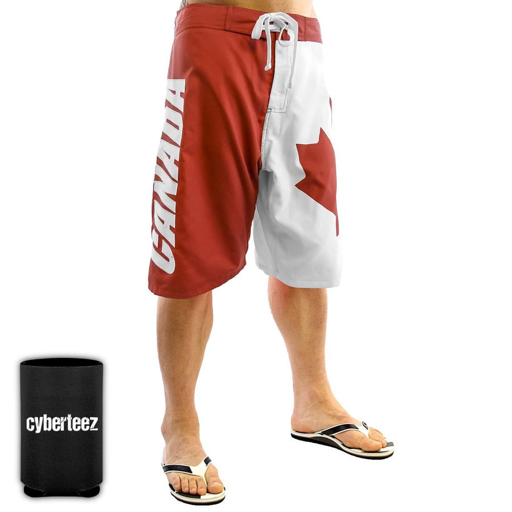 Canadian Flag Mens Cute Beach Swim Trunks Quick Dry Board Shorts with Mesh Lining