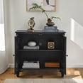 thumbnail image 3 of Hassch 33.6" Small Storage Cabinet with 2 Doors, Modern Accent Cabinet, Buffet Sideboard with Adjustable Shelf, Cupboard for Kitchen, Dining Room, Living Room, Black, 3 of 9