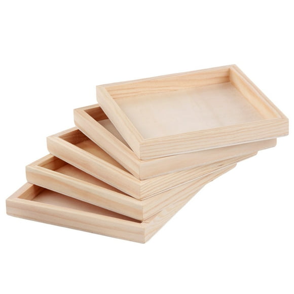 Shisuyan Puzzle Block Storage Trays Square Wood 5Set 1.5cm Thickness