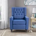 thumbnail image 3 of Waytrim Wingback Tufted Cotton Vintage Living Room Recliner Chair, Blue, 3 of 9