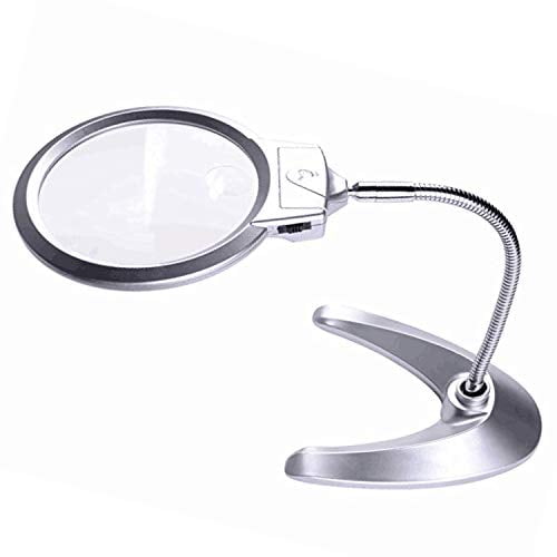 XYK Large 2X 5X LED Lighted Magnifier with Stand Folding Design with