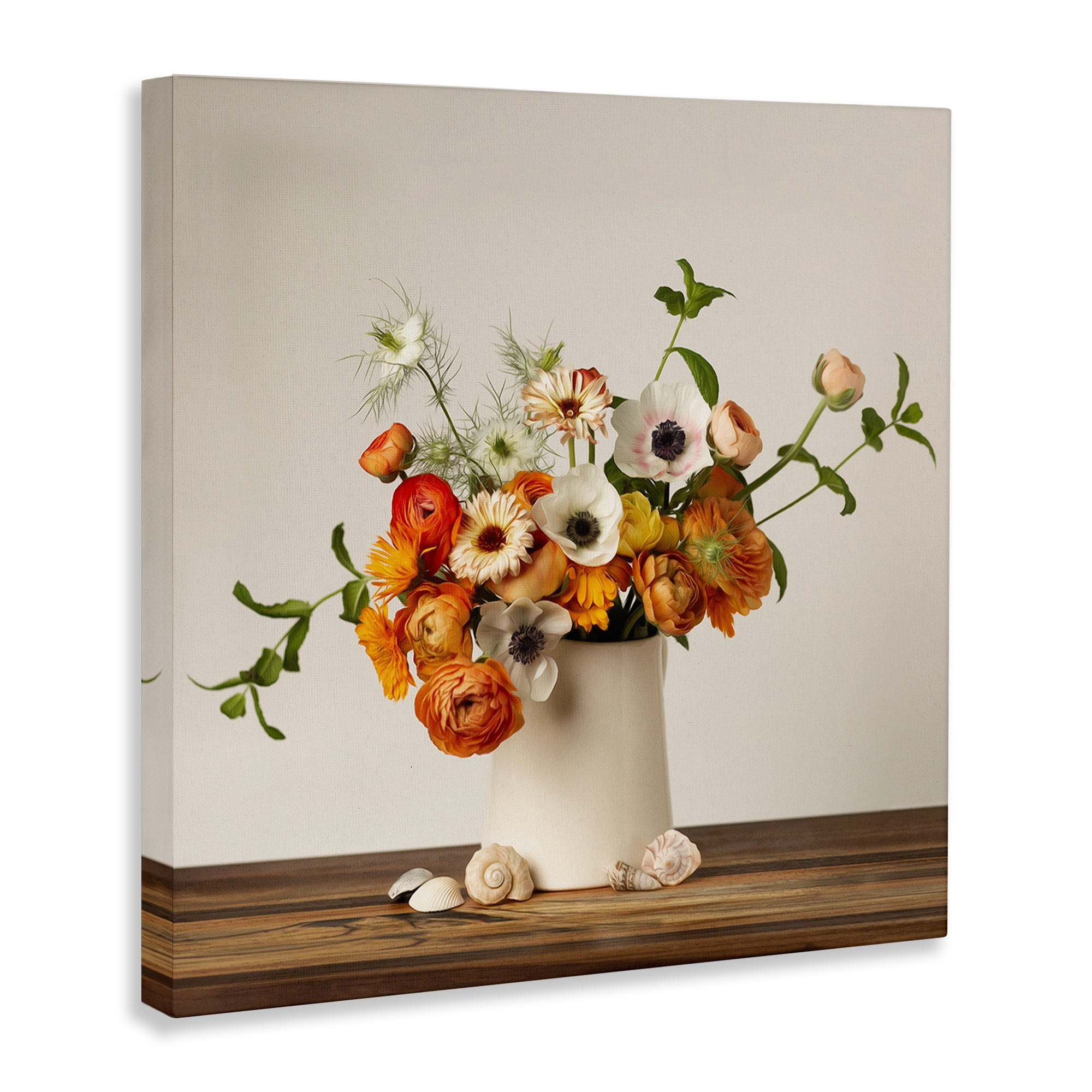 Stupell Industries Orange & White Still Life Plants & Flowers Painting Wrapped Canvas Art Print Wall Art, 24 x 24