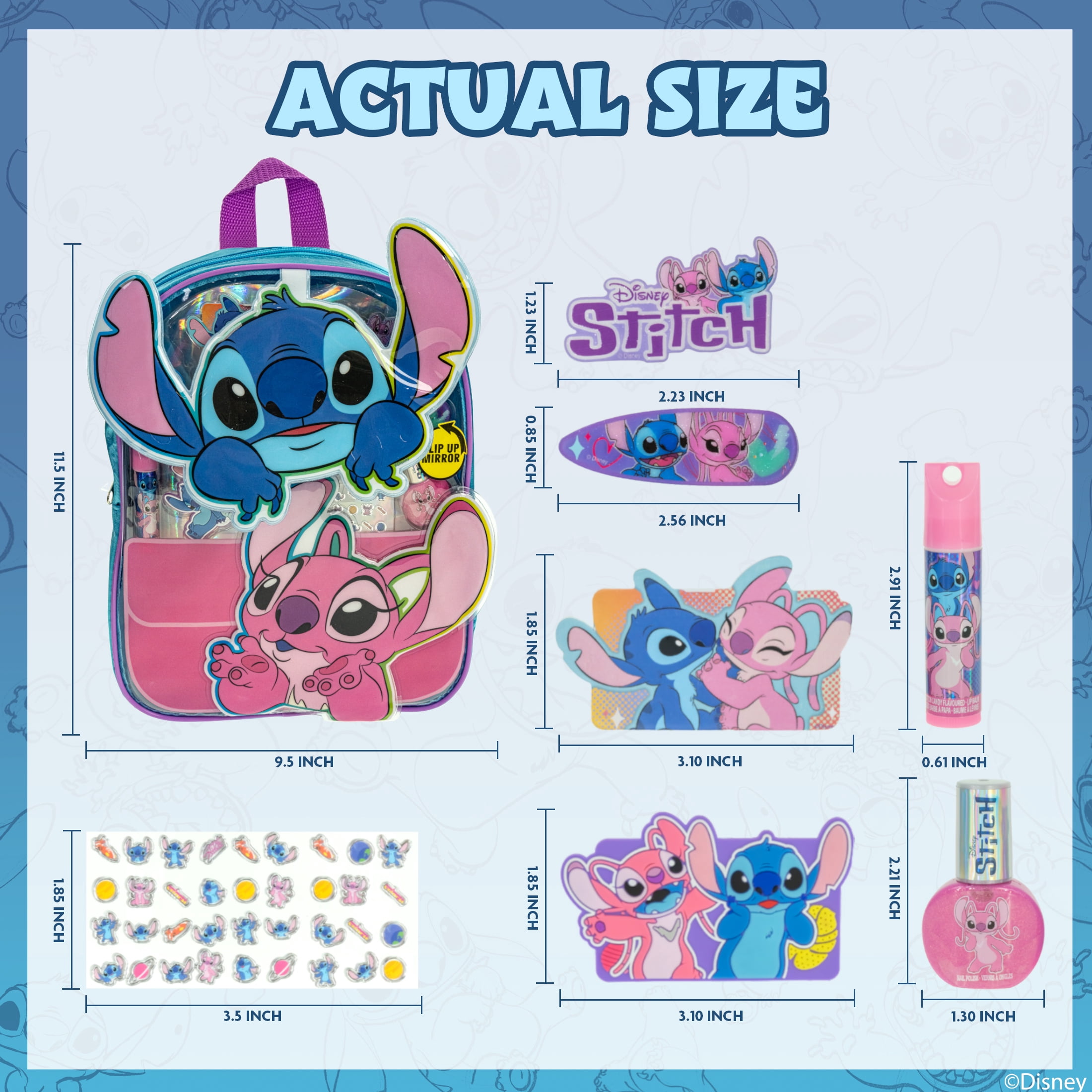 Disney Stitch Backpack Cosmetic Set, Multicolor, 9 Pieces