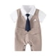 thumbnail image 1 of Gibobby Pañalero de algodón Baby Boy Gentleman White Shirt Chaleco Bowtie Tuxedo Onesie Mono general(Marrón, 12-18 Meses), 1 of 5