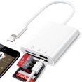 thumbnail image 1 of Lector de tarjetas SD para iPhone iPad Lector de tarjetas de memoria 3 en 1 Plug and Play Lector de tarjetas Micro SD Adaptador de tarjeta SD Visor de cámara de seguimiento portátil Carga y lectura d Namotu CZDZ-ZC64, 1 of 7