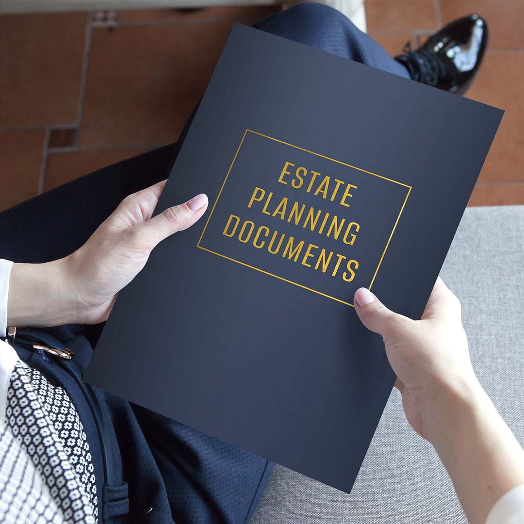 Professional Blue Linen Estate Planning Folders / 25 Sleek Navy Gold Foil Two Pocket Folders / 9" x 12" Financial Planning Presentation Folders / Made In The USA
