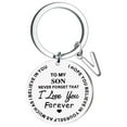 thumbnail image 1 of Llaveros para mujer, llavero de billetera, llavero de auto, llavero DIY para mi hijo, llavero de acero inoxidable con apellido de 26 letras, 2,5 cm, decoraciones de moda, 1 of 4